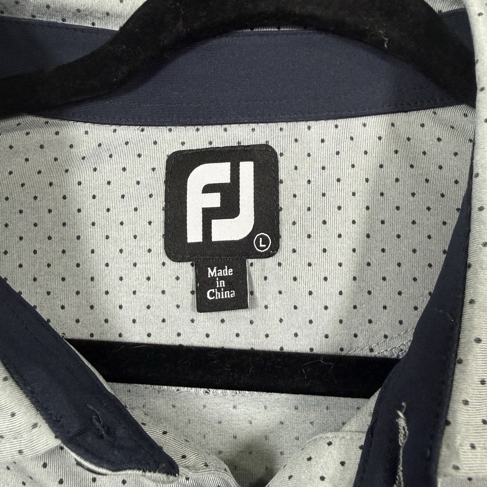 FootJoy Golf Polo Shirt Mens Large Gray Dotted Performance Stretch Golf Casual - Picture 2 of 7